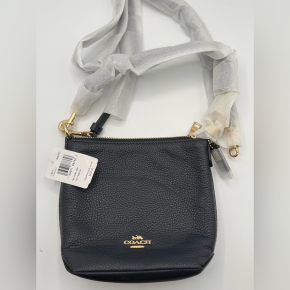 NEW Coach Dark Navy Blue Pebbled Leather Micro Crossbody Bag - Picture 1 of 10